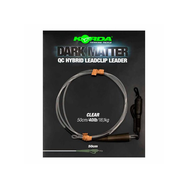 Korda Dark Matter Leader QC Swivel Hybrid Clip 50cm Clear