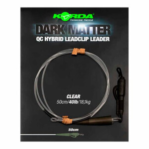 Korda Dark Matter Leader QC Swivel Hybrid Clip 50cm Clear