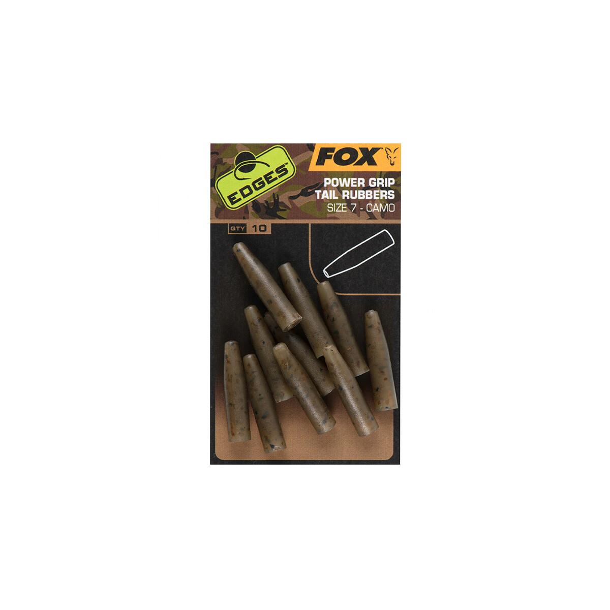 Fox EDGES™ Camo Powergrip Tail Rubbers (Size 7)