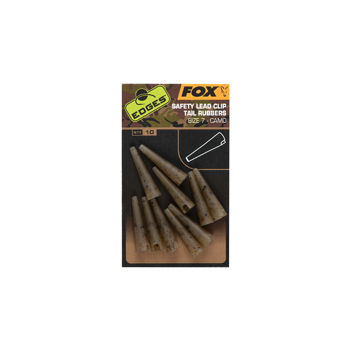 Fox EDGES™ Camo Safety Lead Clip Tail Rubbers (Size 7)