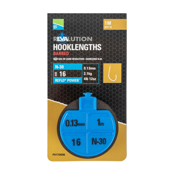 Preston Revalution Hooklengths - N30 Size 12