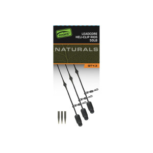 Fox Edges Naturals Heli-Clip Rigs 50lb Leadcore 3pcs