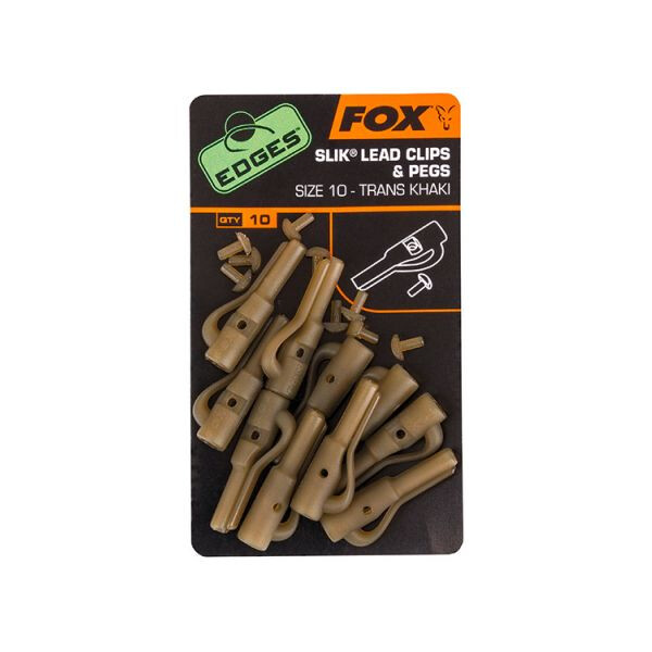 Fox Edges Size 10 Slik Lead Clip + Pegs Khaki