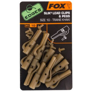 Fox Edges Size 10 Slik Lead Clip + Pegs Khaki