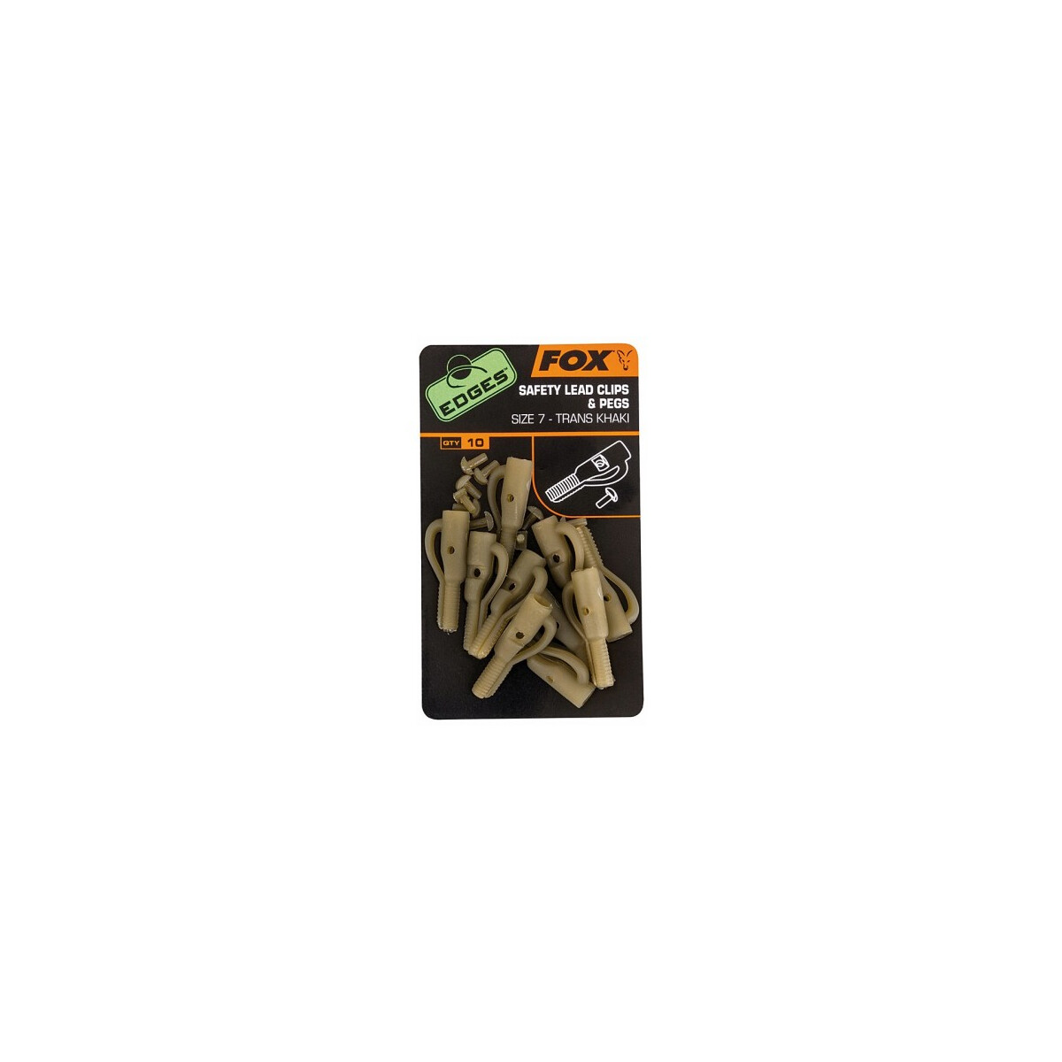 Fox Edges Size 7 Lead Clips + Pegs Khaki