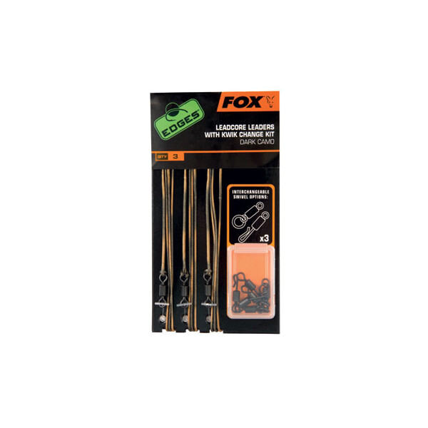 Fox Edges Leadcore Leader x 3 Kit inc Kwik Change Kit